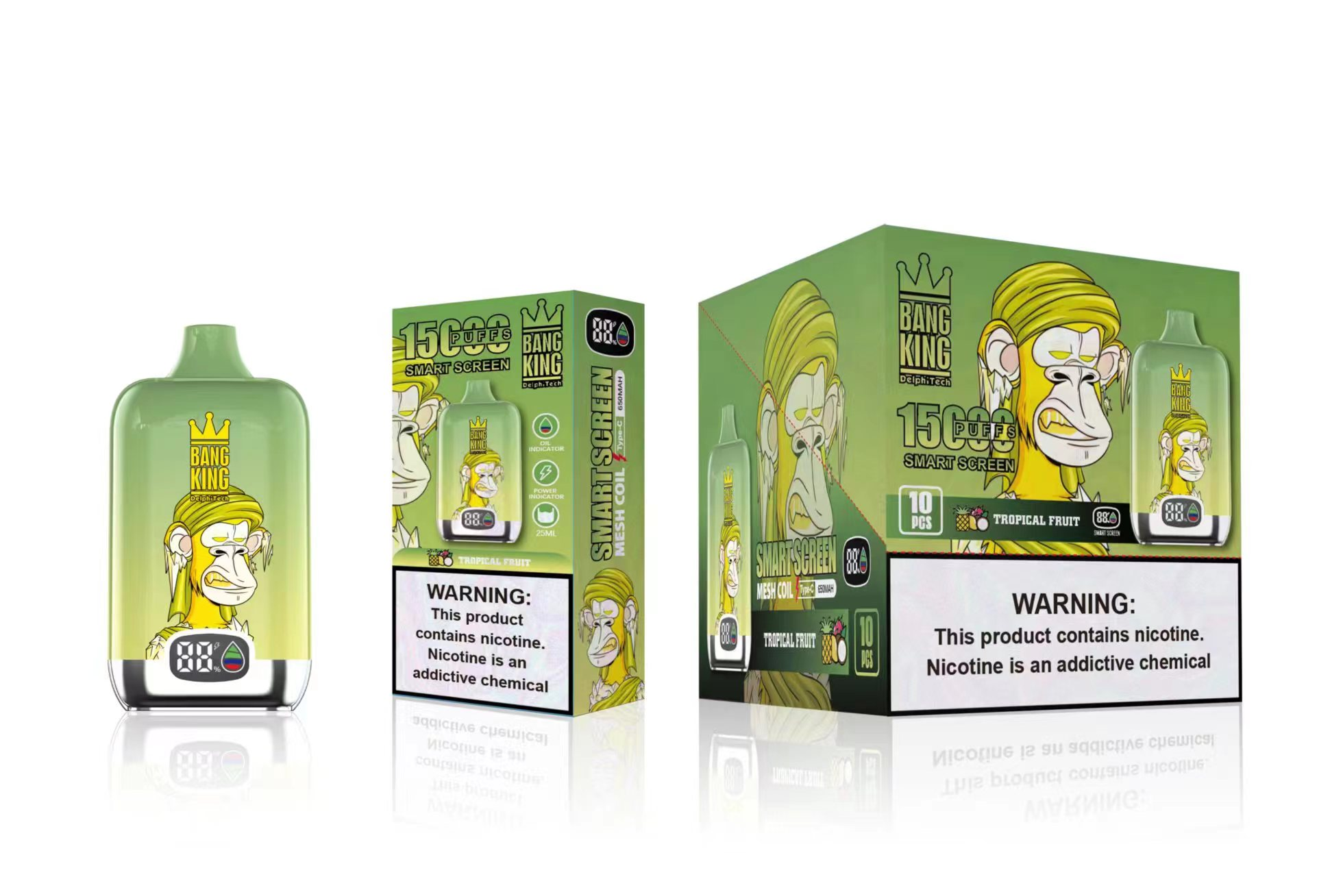 BANG KING SmartScreen 15000 Puffs long lasting disposable vape easy to use vape device fruit flavored disposable vape Rechargeable Disposable Vape Wholesale