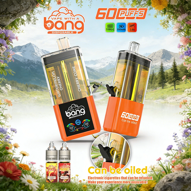 Bang 60000 60K Puffs 2 IN 1 Flavors Refillable Oil Vape with Digital Display