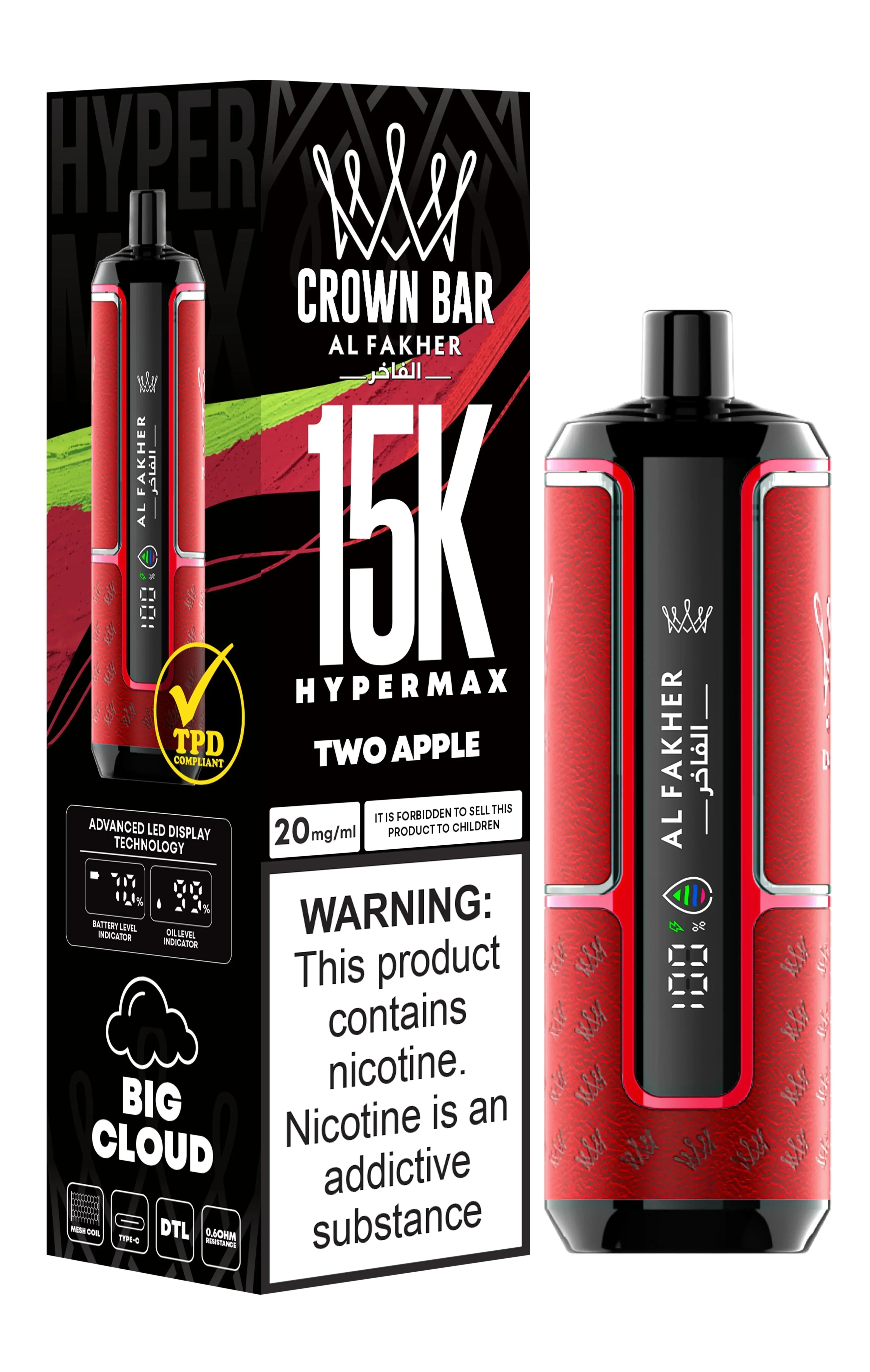 Al Fakher Crown Bar 15K Puffs fruit flavored disposable vape easy to use vape device best disposable vape 2026 premium vape products Bulk Buy Rechargeable Disposable Vapes Wholesale