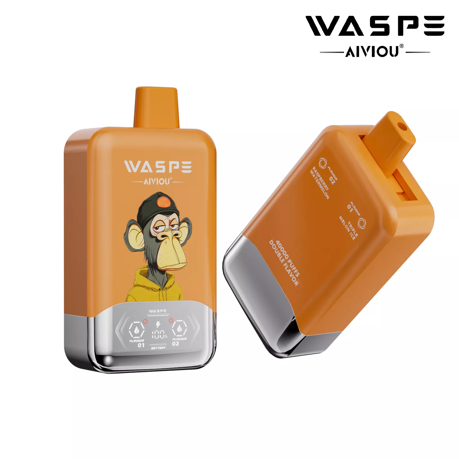 WASPE AIVIOU 40000 Puffs Double Flavor LED Screen 0% 2% 5% Low Nicotine Original Factory Bulk Buy Rechargeable Disposable Vapes Pen Wholesale
